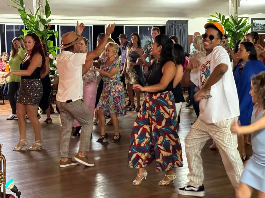 Locals dancing together at a Palmwoods hall night